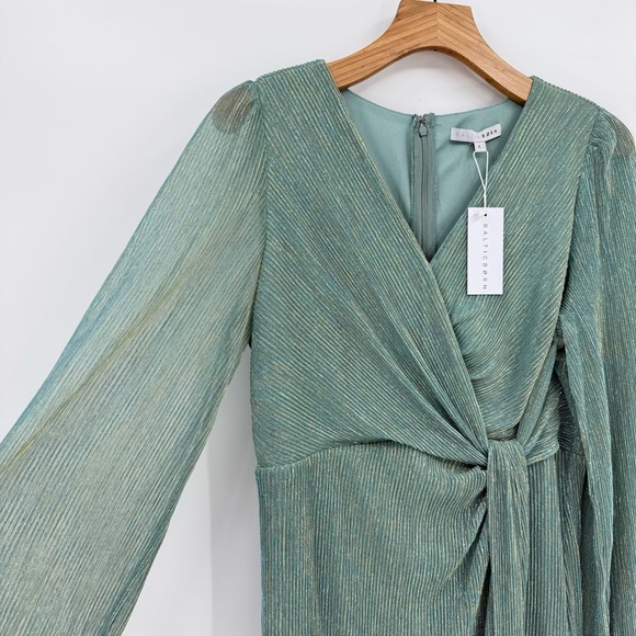 Baltic Born Devlyn Pleated Dress in Blue Sage Shimmer Size L - Picture 13 of 16